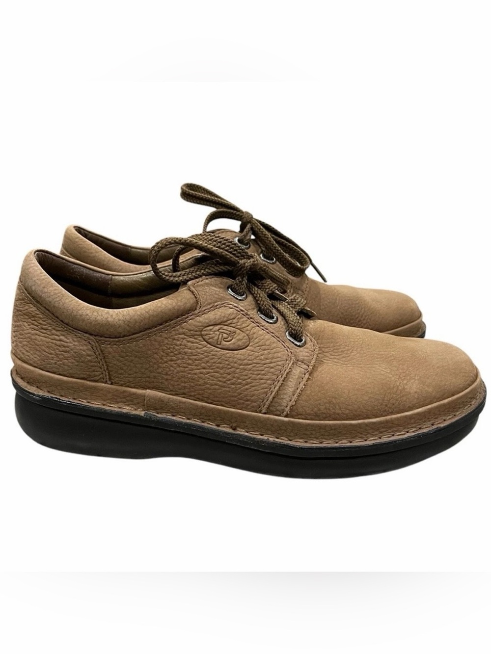 Propet Mens 11‎ Villager Brown Leather Pebbled Derby Walking Shoes Sneakers S3